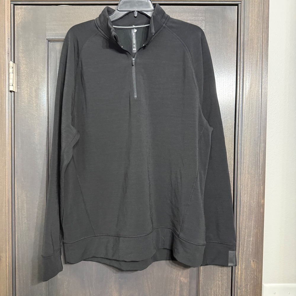 Ten Thousand Mens Merino Tech Quarter Zip Pullover Black XL TTKT048 Wool Fleece